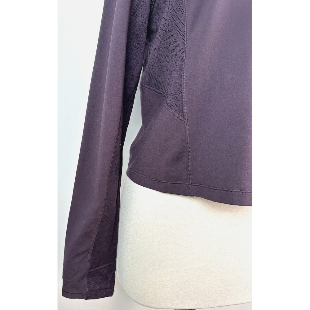 NWT Athleta Shanti Lace Top Plus 1X 16W 18W Deep Crocus Violet Fitted Crop Scoop - Picture 5 of 16